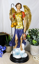 Large Catholic Church Archangel Raphael With Staff And Healing Oil Statue 14"H