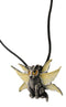 Fae Pixie Dust Magic Feline Cat With Fairy Wings Pewter Jewelry Necklace