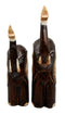 Balinese Wood Handicrafts Abstract Jungle Elephant And Calf Figurine Set 10"H