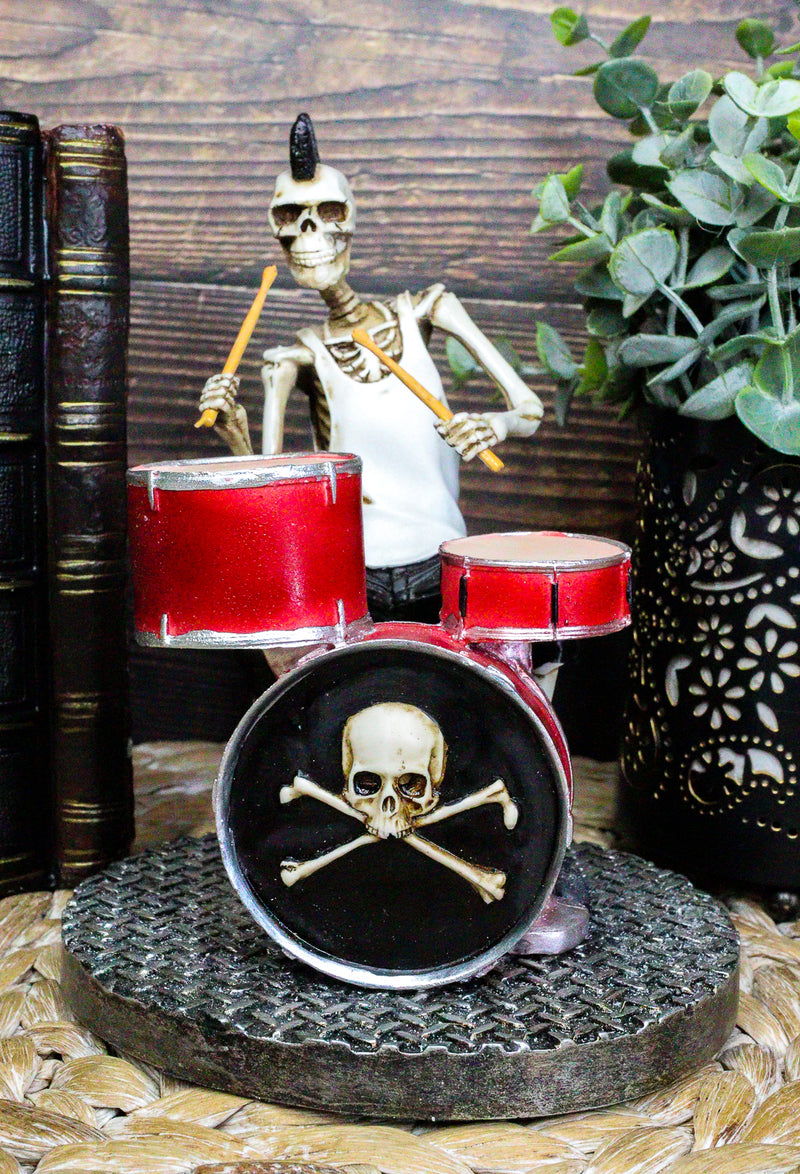 Day Of The Dead Punk Skeleton Rock Drummer Figurine 6.75"H Halloween Musician
