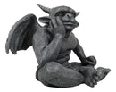 Ebros Horned Gargoyle The Dreamer Figurine Sitting Statue 6.5 Inch Long Thinker