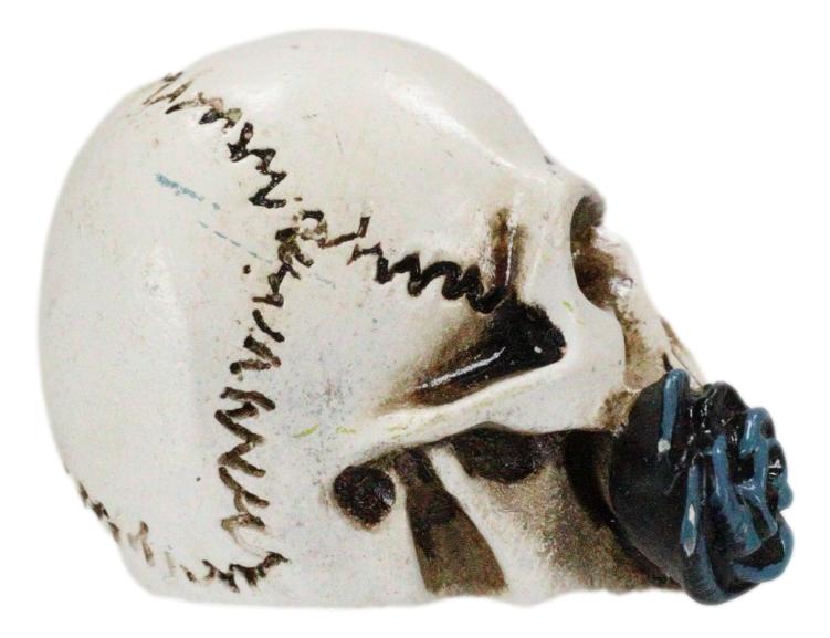 Gothic Tango Vampire Skull Biting Black Rose Stalk Mini Dark Alchemy Figurine