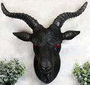 Ebros Large 18.5" Wide Black Goat With Red Eyes Wall Sculpture Hanging Plaque - Ebros Gift