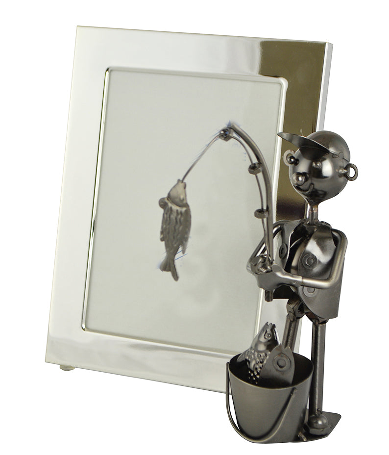 Ebros Marine Fisherman Metal Sculpture 5"X7" Picture Frame Vertical Horizontal Display