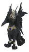 Blue Sapphire Golden Armored Combat Dragon Standing Guard In Faux Stone Statue