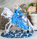 Ebros Ocean Rider Large Water Elemental Euphoria Fairy On White Horse Statue 11.75" Long by Nene Thomas Decorative Mythical Fantasy Figurine FAE Garden Fairies Nymphs Pixies Collectible Sculpture