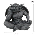 Ebros Horned Gargoyle The Dreamer Figurine Sitting Statue 6.5 Inch Long Thinker