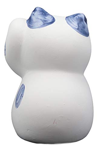 Ebros Japanese Lucky Charm Beckoning Cat White Maneki Neko With Blue Spots Figurine