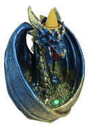 Blue Wise Dragon Guarding LED Light Crystals Smoky Backflow Cone Incense Burner