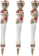 Ebros Day Of The Dead Sugar Skull Pen Set of 3 Writing Pens (Hearts And Roses)
