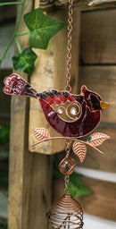 Ebros Gift Stained Glass Red Cardinal Bird Copper Metal Wind Chime 24.25"Long Resonant Outdoor Patio Garden Decor Accessory