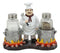 Ebros French Chef with Flaming Double Cauldron Pots Salt & Pepper Shakers Holder