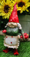 Whimsical Garden Mrs Gnome Grandmother With Toadstool Mushrooms Basket Statue