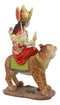 Hindu Goddess Durga Wearing Red Sari Riding On Tiger Figurine 8.5" Tall Statue