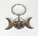 Pack of 4 Metal Wicca Occult Triple Moon Pentagram Coffin Planchette Keychains