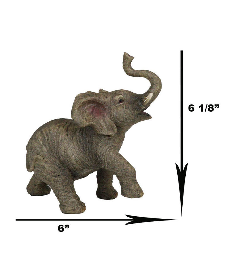 Safari Wildlife Adorable Male Tusked Elephant Trumpeting Collectible Figurine