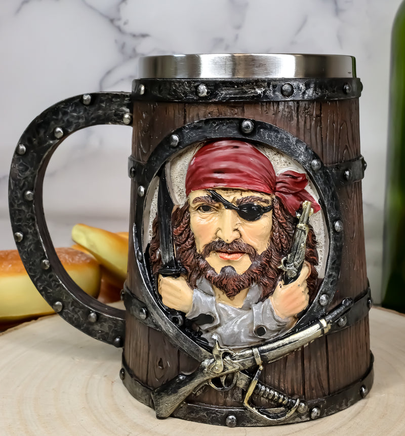 Ebros Caribbean Seas Pirate Captain Sparrow And Hook Large Tankard Coffee Mug