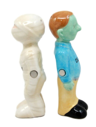 Mr & Mrs Mummy Deady Embalmed Corpses Ceramic Salt Pepper Shakers Figurine Set