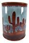 Ebros Rustic Southwestern Desert Cactus Arizona Bath Utility Waste Basket Trash Bin