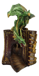 Fantasy Pentagram Green Dragon of Bibliography On Spells Book With LED Figurine
