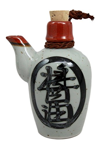 Traditional Japanese Tenmoku Porcelain Soy Sauce Condiment Dispenser Flask 6oz