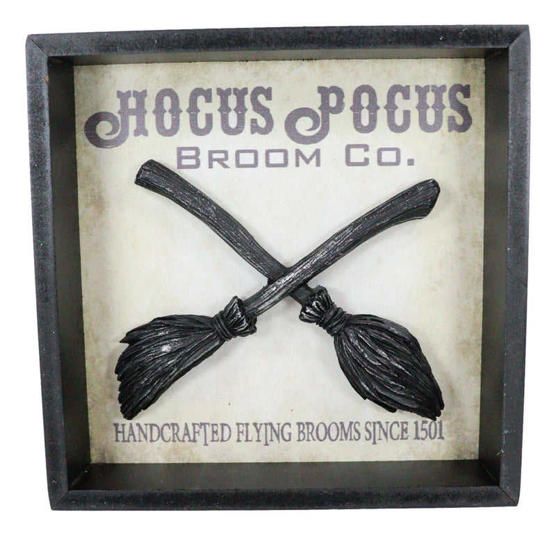 Wicca Hocus Pocus Broom Co Crossed Flying Brooms Wall Decor Plaque Picture Frame