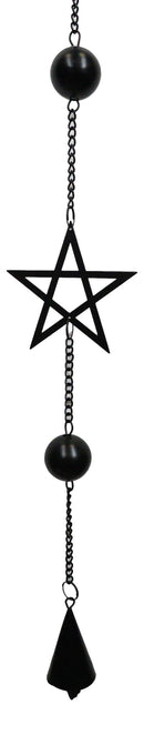 Wicca Occult Pentagram Pentacle Stars Black Coated Steel Metal Wind Chime Mobile