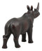 Ebros African Safari Rhino Rhinoceros Statue 9.5" Long in Dark Mahogany Faux Wood Finish