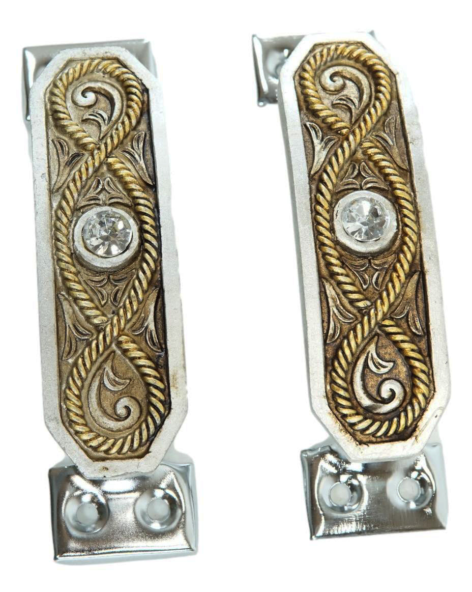 Set Of 2 Rustic Western Braided Ropes Crystal Drawer Cabinet Door Bar Pull Knobs