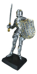 Suit Of Armor Medieval Knight Guard With Broad Shield and Sword Mini Figurine