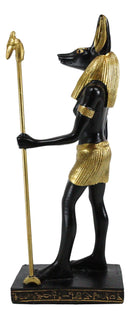 Egyptian Standing Anubis Holding Staff Statue God of Afterlife Mummification