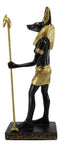 Egyptian Standing Anubis Holding Staff Statue God of Afterlife Mummification