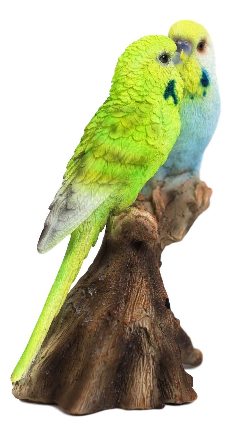 Ebros Parakeets Perching on Branch with Motion Activated Bird Sound Figurine