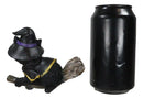 Halloween Black Cat with Witch Hat & Cape Flying On Magical Broomstick Figurine