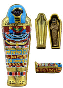 Ancient Egyptian Saqqara Pharaoh Mummy Sarcophagus Figurine 4"H Keepsake Box