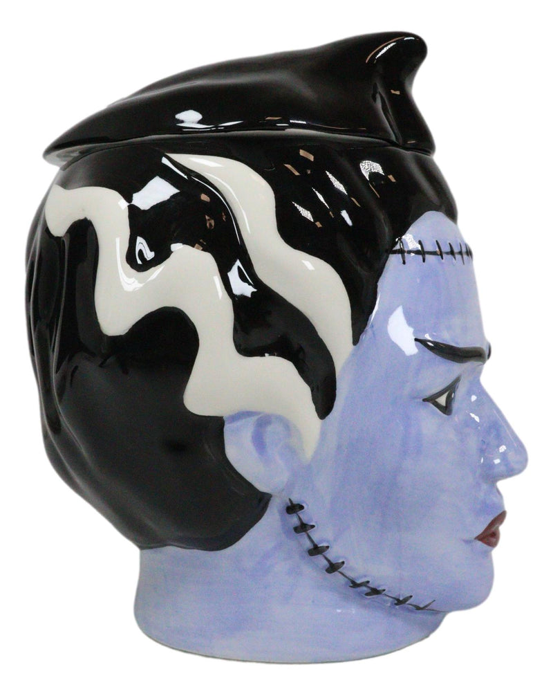 Ceramic Ghastly Mrs Frankenstein The Bride Zombie Skull Cookie Jar Halloween