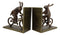 Ebros Gift Cast Iron And Aluminum Metal Whimsical Rabbit Bunnies On Bikes Bookends 7.25"Tall Set Of 2
