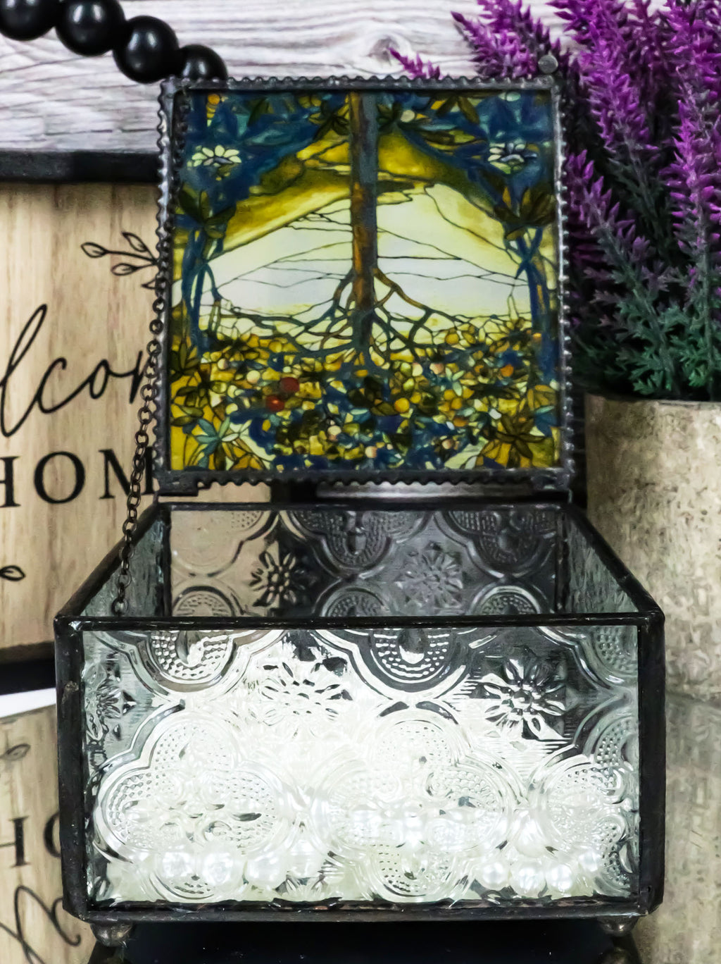 Ebros Louis Comfort Tiffany Northrop Tree of Life Stained Glass