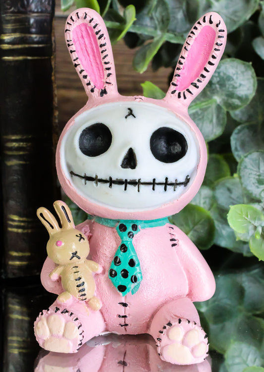 Furrybones Pink Bunnie Bun Rabbit Skeleton Figurine Small Furry Bones Skull - Ebros Gift
