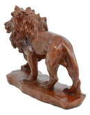 Ebros King of The Safari African Lion Statue 7" Long in Mahogany Faux Wood Finish