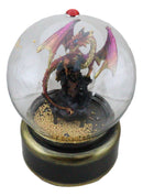 Red Dragon On Rocky Mountain Castle Musical LED Light Air Powered Glitter Globe