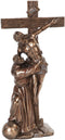 Ebros 12.75 Inch St. Francis with Christ on Crucifix Bronze Finish Figurine - Ebros Gift