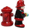 Ebros Fireman with Hose & Hydrant 4 Inch Ceramic Magnetic Salt and Pepper Shaker