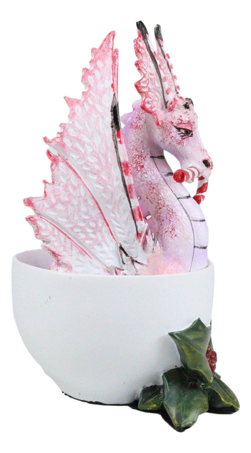 Ebros Amy Brown Holiday Holly Peppermint Candy Cane Pink Dragon In Tea Cup Figurine