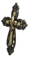 Ebros Gift Rustic Western Ornate Fleur De Lis Golden Tooled Wall Cross Decor Plaque Vintage Design Hanging Sculpture 12" High (Golden Fleur De Lis)