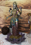 Ebros Hindu Goddess Lakshmi Standing On Lotus Blossom Statue 10"H Deity Of Prosperity