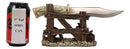 Western Horse Saddle By Wagon Wheel With Blunt Knife Display Holder Statue Set