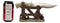 Western Horse Saddle By Wagon Wheel With Blunt Knife Display Holder Statue Set