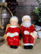 North Pole Winter Christmas Mr Mrs Santa On Sofa Ceramic Salt Pepper Shaker Set
