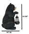 Rustic Garden Cute Black Bear Holding Solar Lantern Path Light Greeter Statue